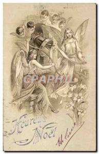 Old Postcard Happy Christmas Fancy Arc Angel Angel