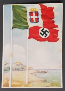 GERMANY THIRD 3rd REICH ORIGINAL POSTCARD WW II GERMANY ITALY AXIS ARTIST CARD