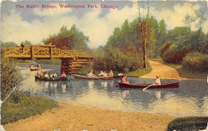 Chicago Illinois 1913 Postcard The Rustic Bridge Washington Park