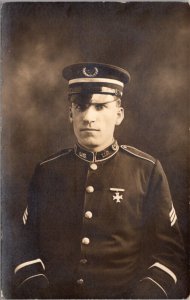 Real Photo Postcard Portrait United States Military Man Wearing Uniform