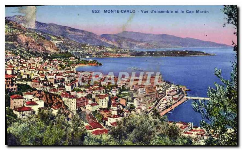 Old Postcard Monte Carlo Overview and Cap Martin