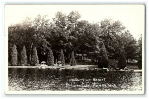 1959 Cedar View Resort McLaren Lake Hesperia Michigan Rppc Postcard Boats 