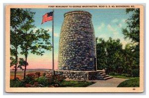 First George Washington Monument Boonesboro Maryland MD Linen Postcard Y10