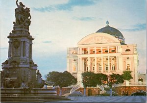 Postcard Brazil Manaus - Amazonas Theatre at dusk