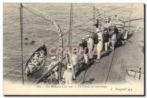 Old Postcard Boat War One man sea the lifeboat