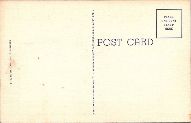 1940's RAY WALTERS NUDIST COLONY HUMOR POSTCARD Risqué JM6