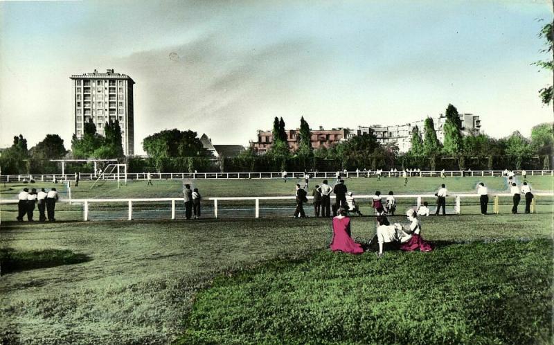 france, PANTIN, Seine, Stade Charles Auray (1960s) Stadium Postcard Tinted RPPC