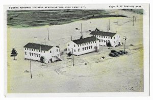 World War 1 Unused Postcard Fourth Armored Division Headquarters, Pine Camp, NY