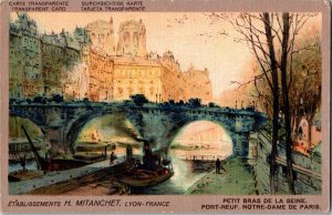 Transparent HOLD TO LIGHT Postcard PARIS PETIT BRAS DE LA SEINE FRANCE JD5