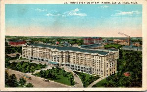 Vtg Battle Creek Michigan MI Sanitarium Birdseye View 1920s Postcard