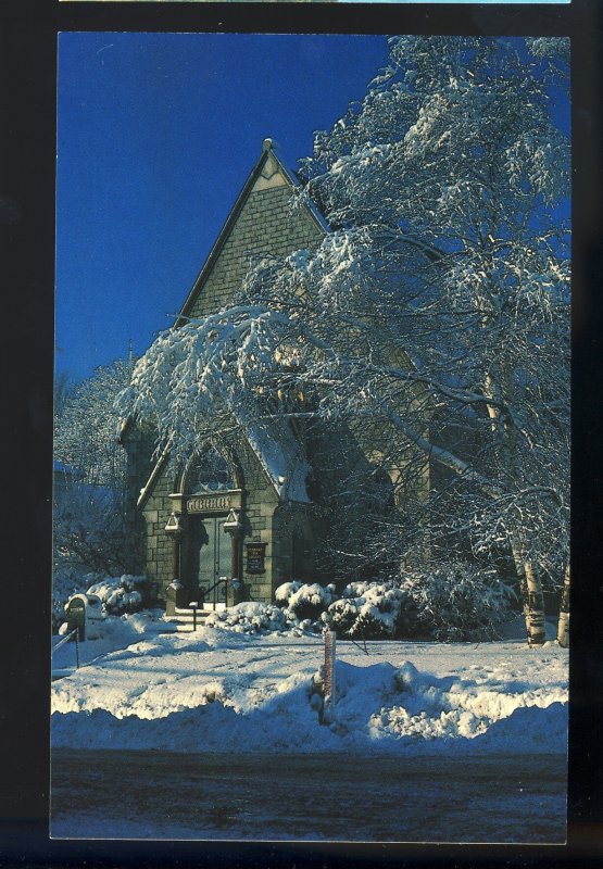 Hallowell, Maine/ME Postcard, Winter View Of Hubbard Free Library