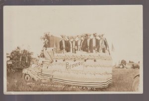 Antigo WISCONSIN c1920s PARADE 50th Anniversary WOMEN ON FLOAT Beavers WI KB