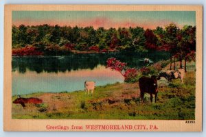 c1940 Pennsylvania PA Vintage Postcard Greetings From Westmoreland City Animals