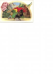 Bullfighting scene. Fan. Sevilla Vintage Spanish postcard. Size 14 x 9 cms.