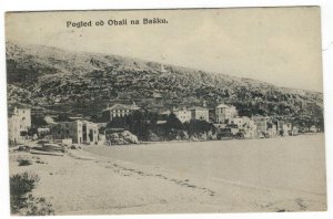 Postcard Croatia 1922 Baska on Island Krk View Landscape Sea Architecture