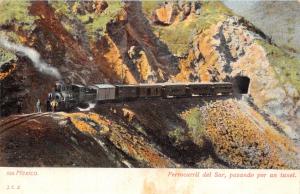 MEXICO~FERROCARRIL del SUR-PASANDDO por un TUNNEL-J.C.S. #574 POSTCARD 1900s