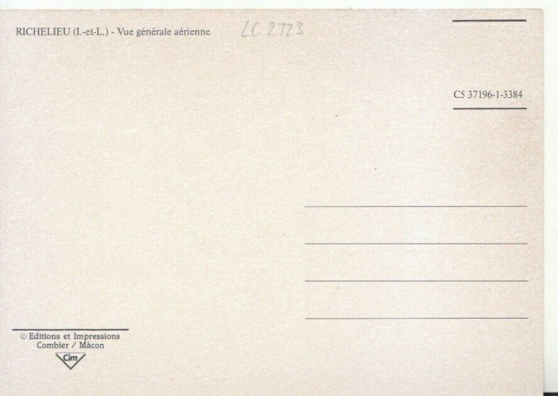 France Postcard - Richelieu - Vue Generale Aerienne - Ref TZ10900