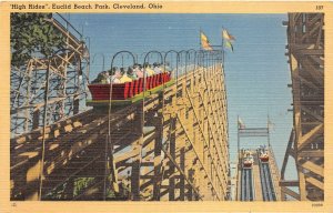 J23/ Cleveland Ohio Postcard Linen Euclid Beach Park Roller Coaster 125