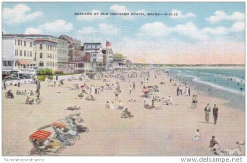 Maine Old Orchard Beach Sun Bathing Scene 1950