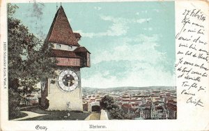 Lot 83 clock tower graz austria litho styria sent to Ploiesti