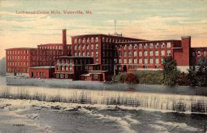 Waterville Maine birds eye view Lockwood Cotton Mills antique pc Z21050