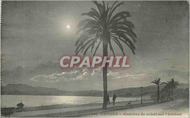 Postcard Old Cannes Sunset on the Esterel