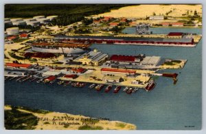 Port Everglades, Fort Lauderdale, Florida FL, 1959 Linen Aerial View Postcard