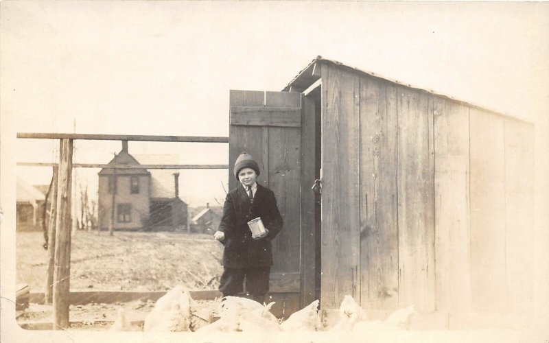 F71/ Interesting Real Photo RPPC Postcard Occupational Child Chickens c1910 7