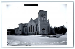 Washington Iowa IA Postcard RPPC Photo First Christian Church c1940's Vintage