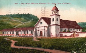 Vintage Postcard 1915 Santa Cruz Mission Founded 1793 Santa Cruz California CA