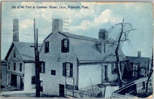 Site of the First or Common House Plymouth MA c1929 Vintage Postcard A04