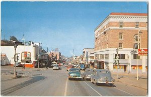 Washington Street Scene PORT ANGELES, WA Chevron 76 Gas Stations 1950s Postcard