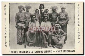 Old Postcard Indian Cambodian Troop Leader Mykalowa Theater Arts Hindu decora...