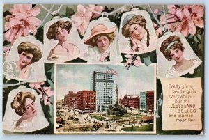 Cleveland Ohio Postcard Pretty Girls Everywhere Belles Exterior Building c1909