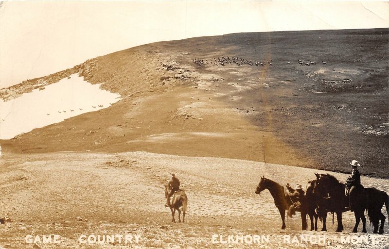 J4/ Elkhorn Ranch Montana RPPC Postcard c1940s Cowboys Game Country 194