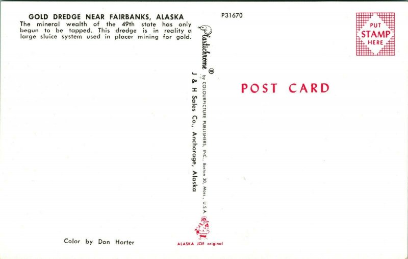 Gold Dredge Fairbanks Alaska AK UNP Chrome Postcard Plastichrome C17