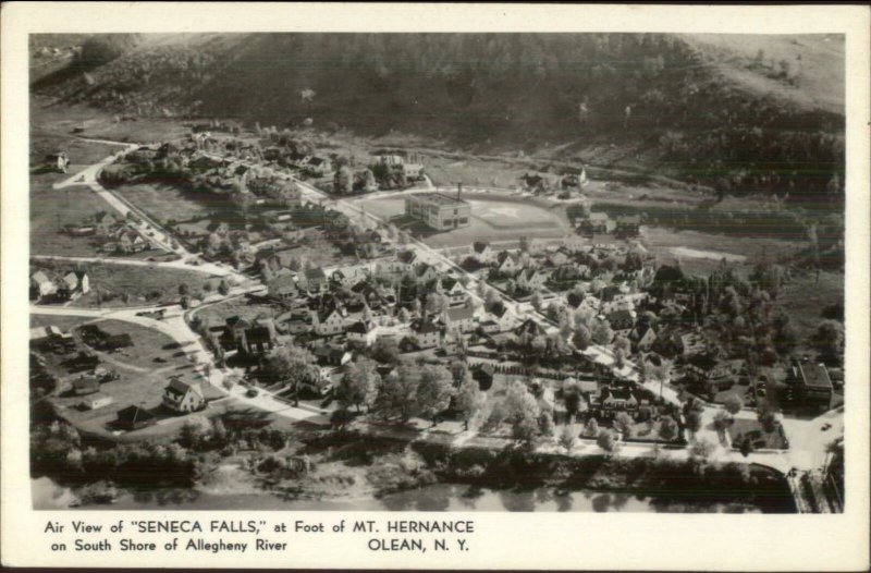 Aerial View of Seneca Falls NY Foot of Mt. Hernance Real Photo Postcard