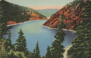 circa 1940's Eagle Nest Lake Dam New Mexico Postcard 2T7-147