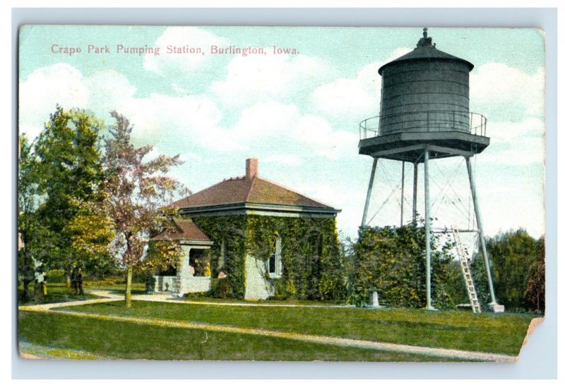 Vintage Crapo Park Pumping Station, Burlington, Iowa. Postcard P28E