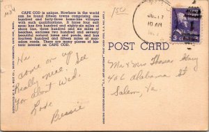 CAPE COD, MA ~ Pilgrim Land Map Forefathers Monument Multi View Linen Postcard