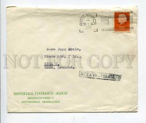 290362 NETHERLANDS to USSR LATVIA 1959 year Esperanto Rotterdam real post COVER