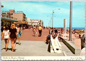 Strolling The Boards At Rehoboth Beach Delaware Atlantic Sands Motel Postcard