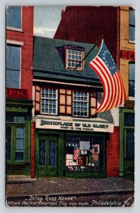 Betsy Ross House  American Flag Revolutionary War Patriotic     Postcard