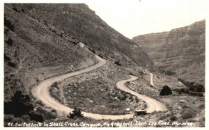 Vintage Postcard Switch Back Shell Creek Canyon Greybull Sheridan Road Wyoming