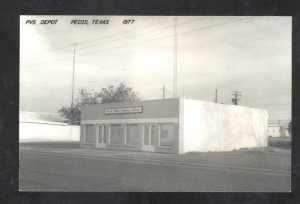 RPPC PECOS TEXAS PVS RAILROAD DEPOT TRAIN STATION REAL PHOTO POSTCARD