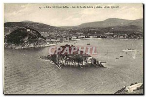 Old Postcard San Sebastian Isla Santa Clara Babia Desde Igueldo