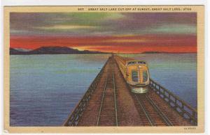 UP Railroad Train Salt Lake Cut Off UT postcard