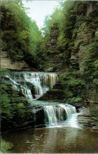 Pinnacle Rock Buttermilk Falls State Park Ithaca Watkins Glen NY Postcard VTG  