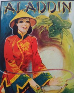 Aladdin Theatre Show Mini Poster Print 1930's Original Green Genie Arises Lamp