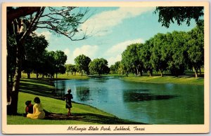 Lubbock Texas TX, 1965 River Scene, McKenzie State Park, Green Grass, Postcard